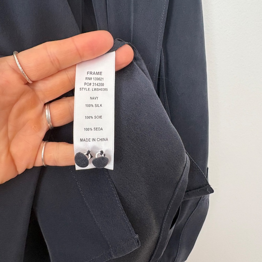 SOLD-FRAME slit wirst silk button up shirt - Picture 7 of 8